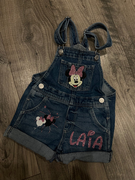 Minnie Mouse Birthday Short Overalls