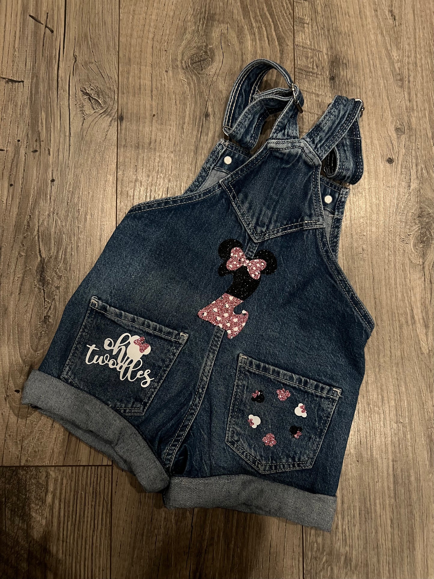 Minnie Mouse Birthday Short Overalls