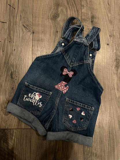 Minnie Mouse Birthday Short Overalls